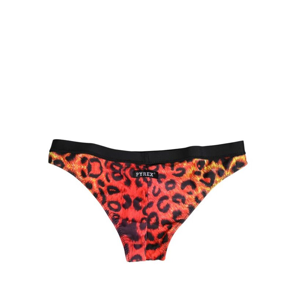 Pyrex Black Top Orange Leopard Print Bottom 2 Piece Women's Swimwear - Picture 5 of 5